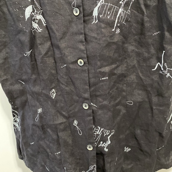 Vintage Rafaella 100% Linen Sleeveless Top Button Up Top - Picture 8 of 15